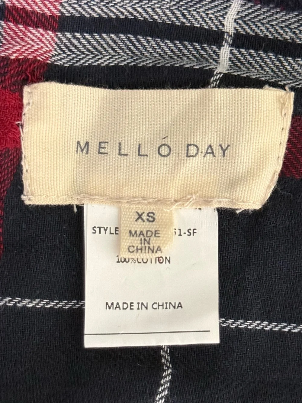 Mello Day Plaid Open Front Poncho Cardigan XS Red Navy Fringe Boho Draped
